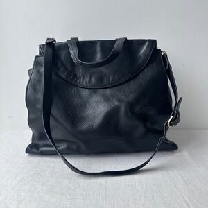 Kate Spade Saturday Black Leather Slouchy Tote Crossbody Minimal Bag Work Career